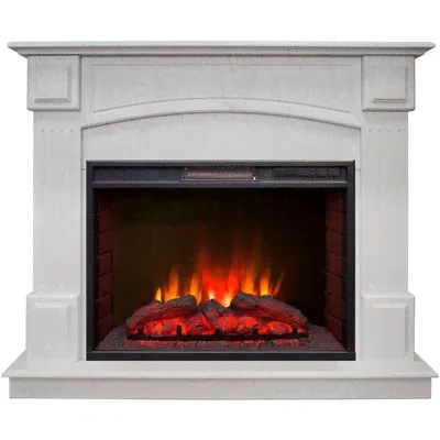 Камин в квартиру электрический Real-Flame Carolina 25,5 WT с очагом Sparta 25,5 LED